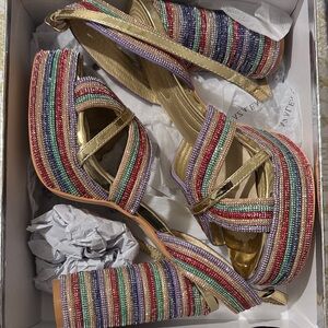 Colorful Striped Platform Sandals